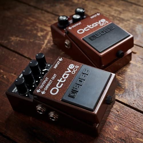 Boss OC-5 Octave Pedal Bundle w/ 2-Pack Strukture S6P48 Woven Right Angle Patch Cable, 12-Pack Guitar Pick and Liquid Audio Polishing Cloth