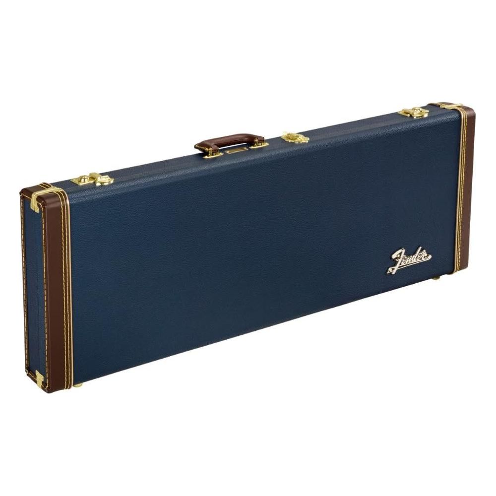 Liquid Audio Fender Classic Series Wood Case Stratocaster®/Telecaster®, Navy Blue Bundle w/ 12x Fender Picks Polishing Cloth