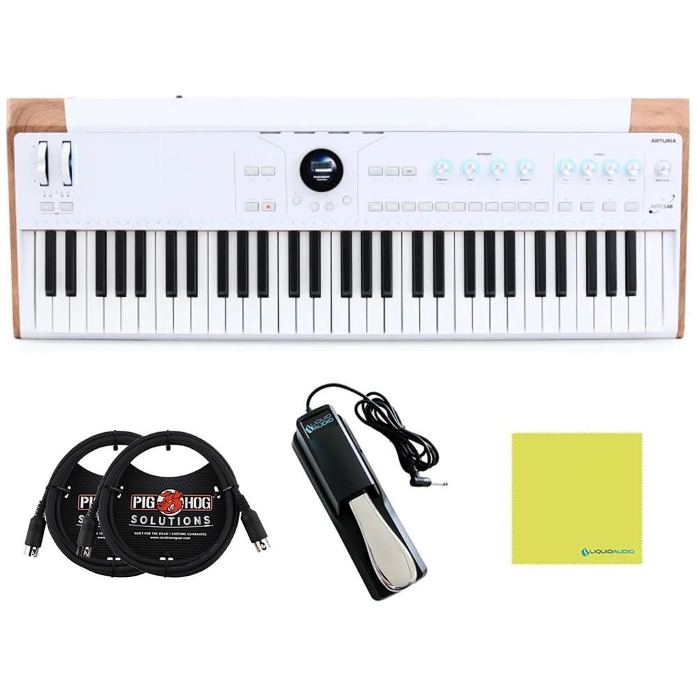 Arturia AstroLab Avant-garde 61-Key Stage Keyboard Bundle w/ 2-Pack Pig Hog PMID06 6ft MIDI Cable, Liquid Audio Sustain Pedal and Liquid Audio Polishing Cloth