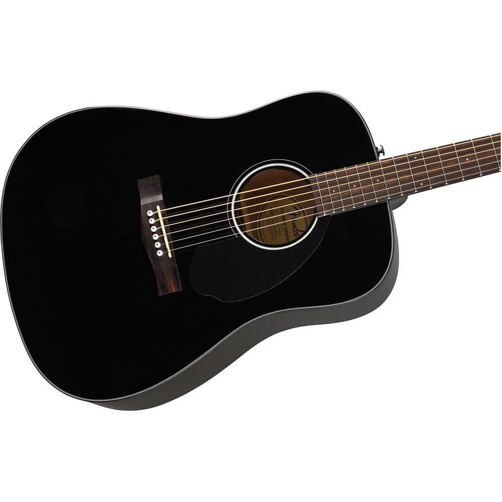 Fender CD-60S Dreadnought Acoustic Guitar, Walnut Fingerboard, Black - 0970110006 Bundle w/ 12-Pack Guitar Pick and Liquid Audio Polishing Cloth