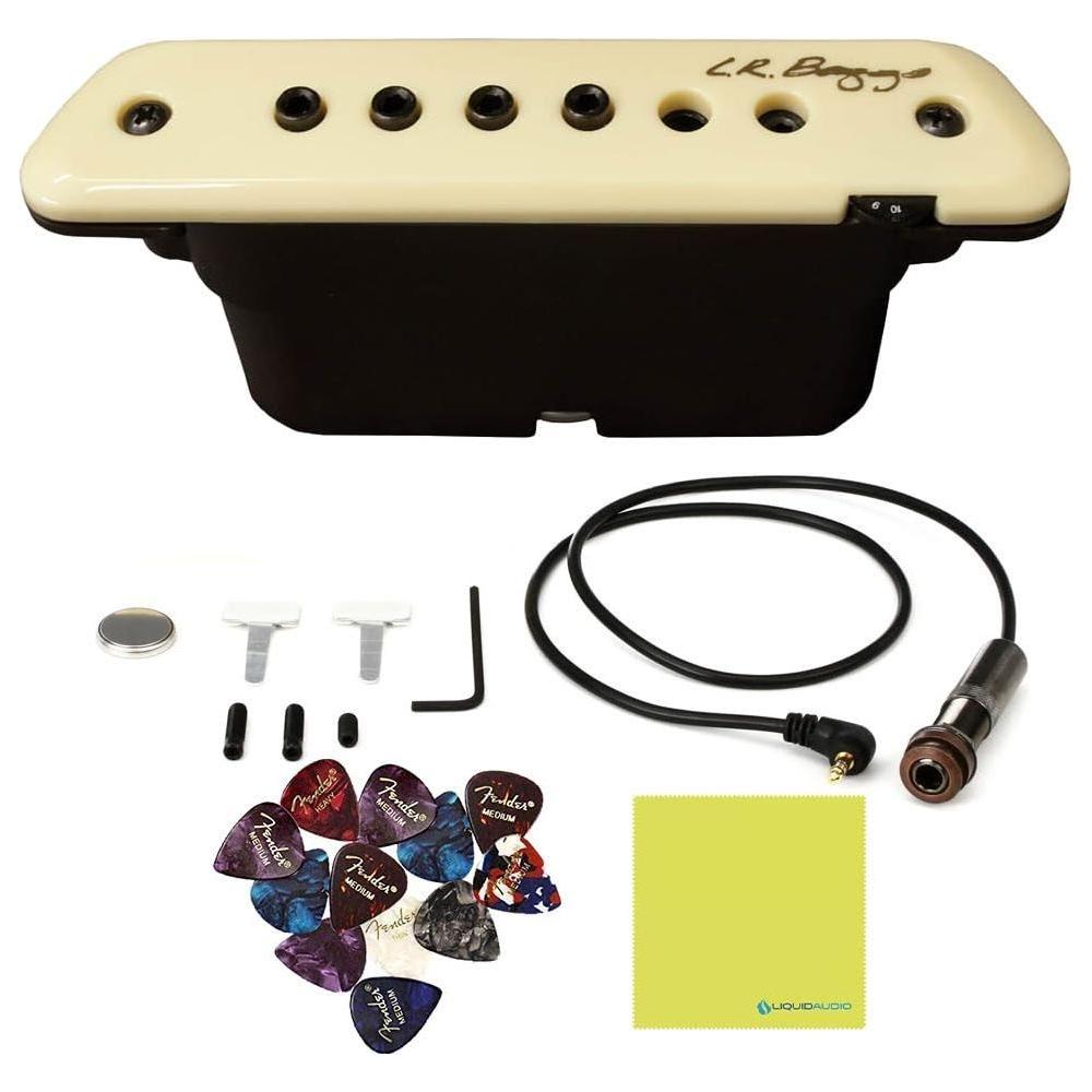 LR Baggs M1A Active Magnetic Soundhole Pickup Bundle w/ 12x Fender Picks and Liquid Audio Polishing Cloth