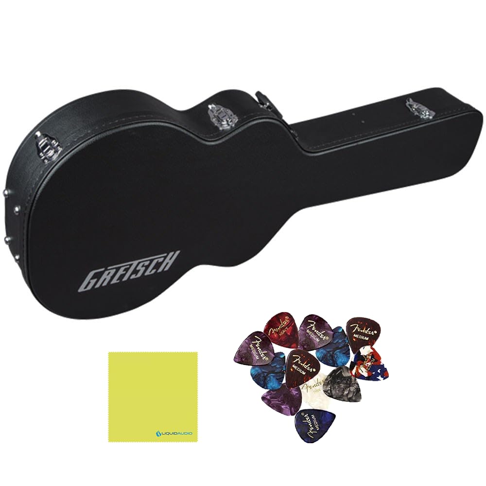 Liquid Audio Gretsch® Gretsch G2622T Streamliner Center Block Case, Black, 0992622000 Bundle w/ 12-Pack Guitar Pick Polishing Cloth