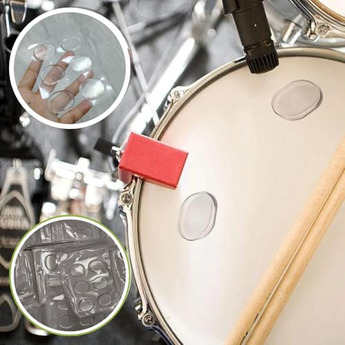 24-Piece Drum Dampener Gel Pads Bundle with Polishing Cloth – Soft Silicone Drum Dampeners for Cymbals & Drum Tone Control, Transparent – Reduces Overtones & Enhances Sound Clarity