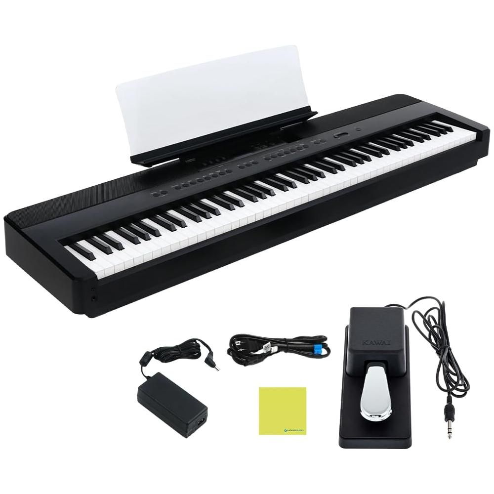 Kawai ES920 88-Key Digital Piano, Satin Black Bundle with Kawai F-10H Damper Pedal and Liquid Audio Polishing Cloth