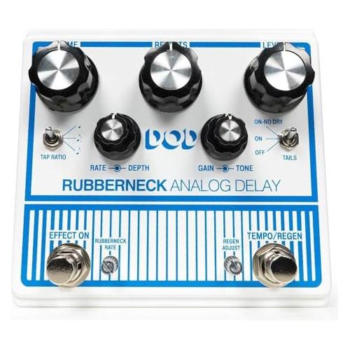 DigiTech Rubberneck Analog Delay Effect Pedal Bundle w/ 2-Pack Strukture Cable, 12-Pack Guitar Pick and Liquid Audio Polishing Cloth