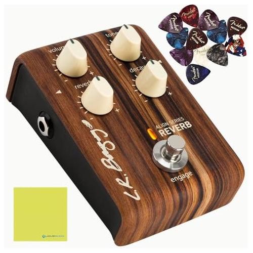 LR Baggs Align Series Reverb Acoustic Guitar Effects Pedal Bundle w/ 12x Picks and Liquid Audio Polishing Cloth