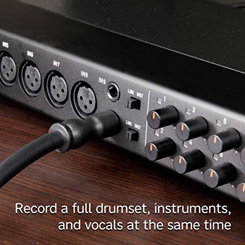 Tascam US-16x08 Rackmount USB Audio/MIDI Interface for Recording, Drum Recording, 8 XLR/8 1/4" Inputs, 8 Outputs, Control Software,Black