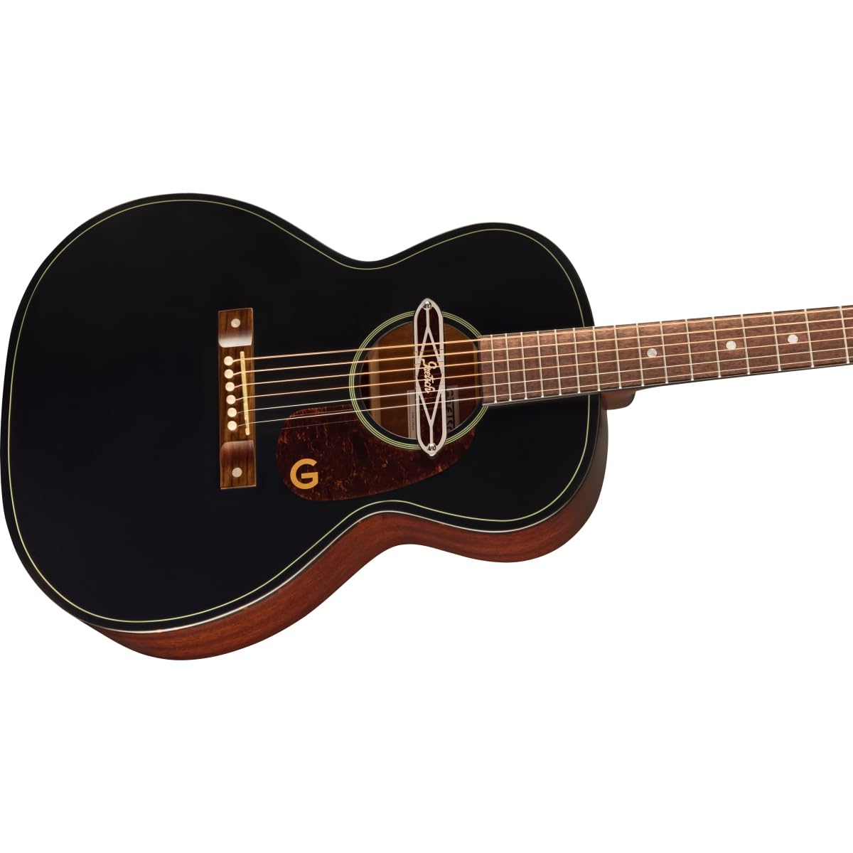 Gretsch Jim Dandy Deltoluxe Concert 6-String Right-Handed Acoustic Guitar with C-Shape Neck and Select Lightweight Laminate Tonewoods X-Braced Body (Black Top)