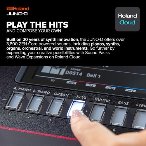 Roland JUNO-D6 Synthesizer | 61-Note Keyboard with Synth Action | ZEN-Core Engine with Over 3800 Onboard Sounds | Intuitive Creative Tools | USB-C Audio/MIDI Interface for Mobile & Computers