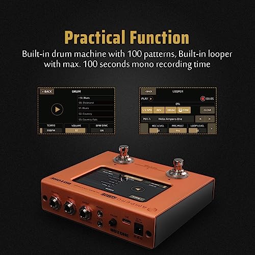 Hotone Ampero Mini MP-50 Guitar Bass Amp Modeling IR Cabinets Simulation Multi Language Multi-Effects with Expression Pedal Stereo OTG USB Audio Interface