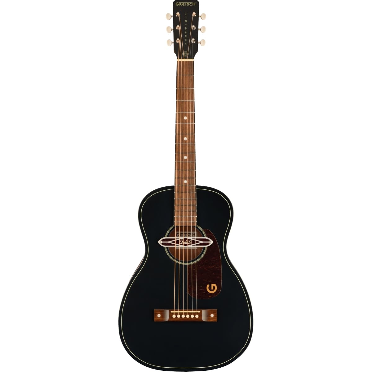 Gretsch Jim Dandy Deltoluxe Parlor 6-String Right-Handed Acoustic Guitar with C-Shape Neck and Select Lightweight Laminate Tonewoods X-Braced Body (Black Top)