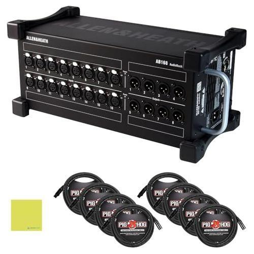 Allen & Heath AH-AB-168 48kHz Portable AudioRack - 16in / 8out 48kHz Expander Bundle w/ 8-Pack Pig Hog PHM10 8mm XLR Microphone Cable and Liquid Audio Polishing Cloth