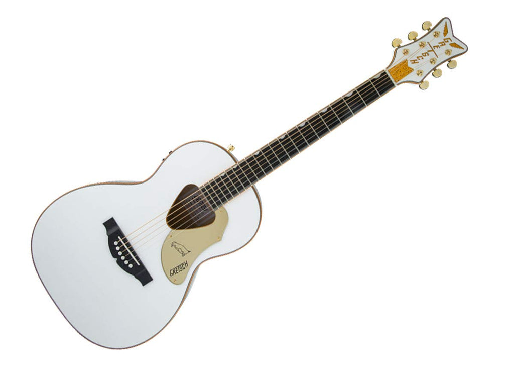 Gretsch G5021E Rancher Penguin Parlor Acoustic/Electric 6-String Guitar with 12-Inch Radius Laurel Fingerboard for Live Performances (Right-Handed, White)