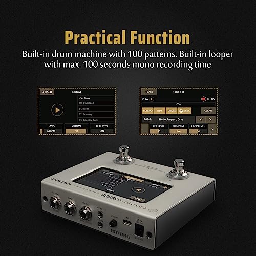 HOTONE Guitar Multi Effects Processor Multi Effects Pedal Touch Screen Guitar Bass Amp Modeling IR Cabinets Simulation Guitar Effects Pedal Multi FX Processor Ampero