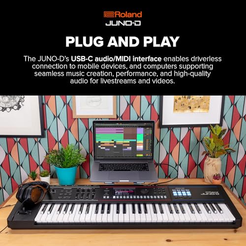 Roland JUNO-D6 Synthesizer | 61-Note Keyboard with Synth Action | ZEN-Core Engine with Over 3800 Onboard Sounds | Intuitive Creative Tools | USB-C Audio/MIDI Interface for Mobile & Computers