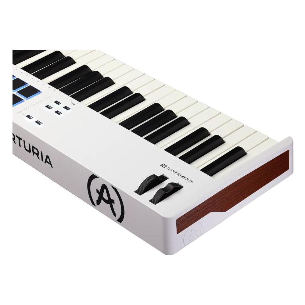 Arturia KeyLab Essential 88 mk3 Full-size Universal Midi Controller, White Bundle w/Deluxe Sustain Pedal & Liquid Audio Polishing Cloth