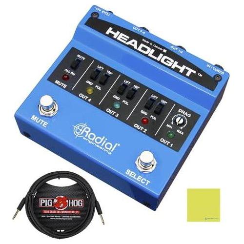 Radial Engineering Headlight Four Output Guitar Amp Selector Bundle w/Pig Hog 