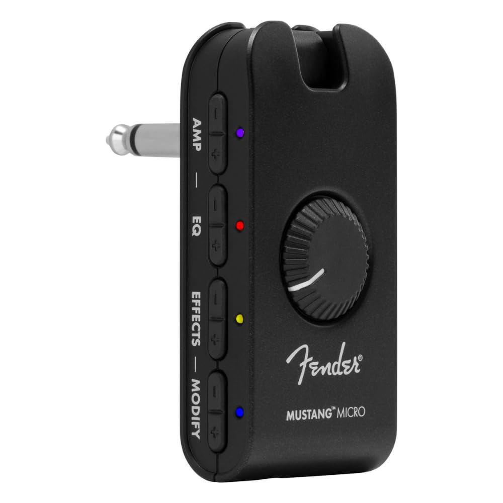 Liquid Audio Fender Mustang® Micro Headphone Amplifier, Black - 2311300000 Bundle w/ 12-Pack Guitar Pick Polishing Cloth