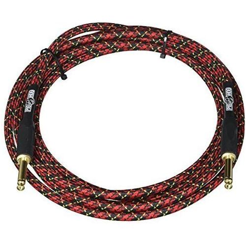 Pig Hog PCH10PLR 1/4" to 1/4" Right-Angle Tartain Plaid Guitar Instrument Cable, 10 Feet