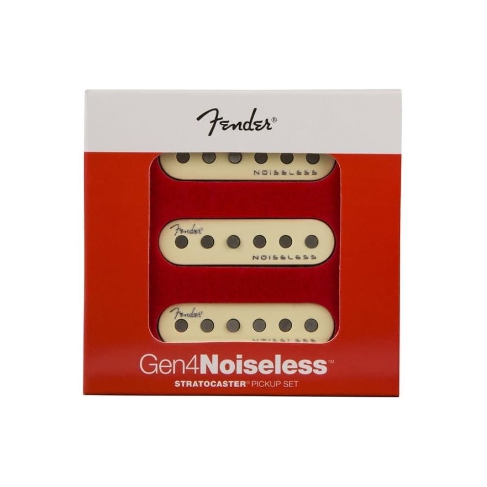 Fender Noiseless Stratocaster Pickups Set Bundle with 12x Fender Guitar Picks and Liquid Audio Instrument Polishing Cloth - Gen 4 Noiseless, Guitar Pickups Single Coil