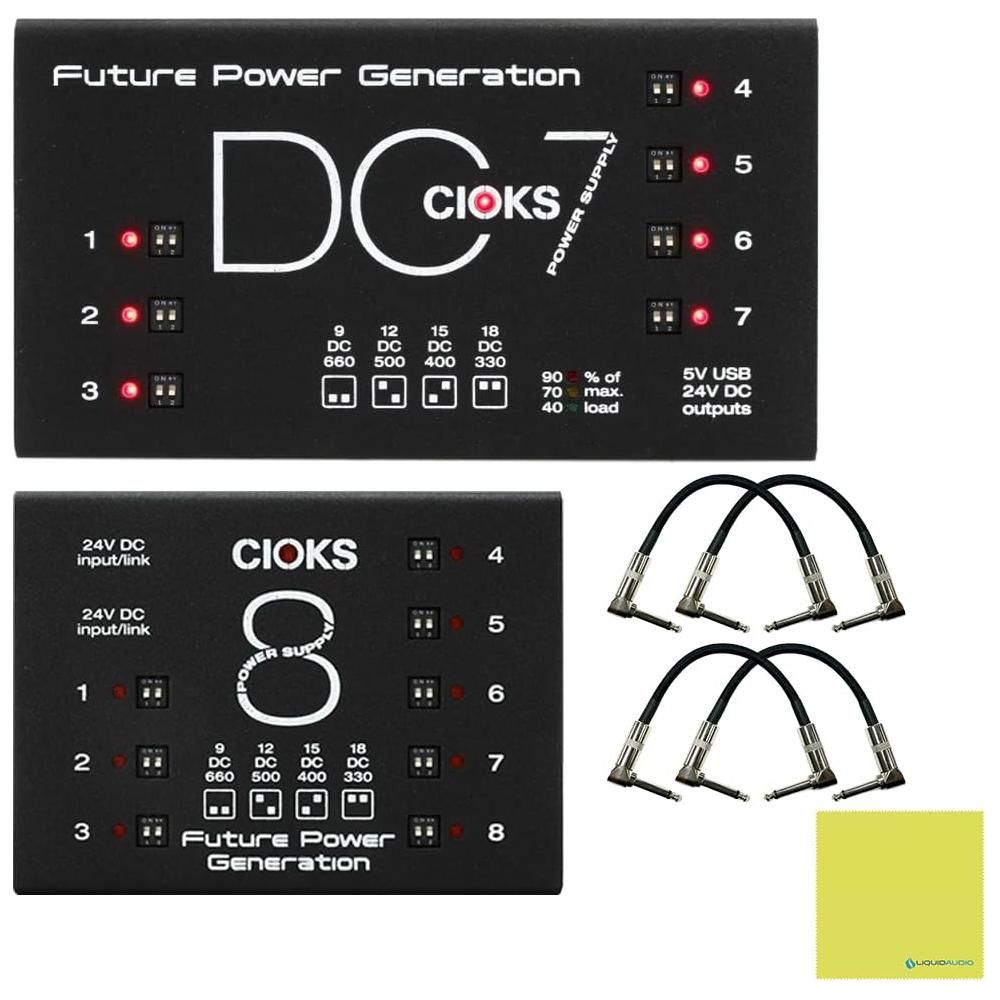 CIOKS SPB Special Limited Edition DC7 Power Supply and C8 Expander Superpower Bundle w/ 4X Strukture S6P48 Woven Right Angle Patch Cables and Liquid Audio Polishing Cloth