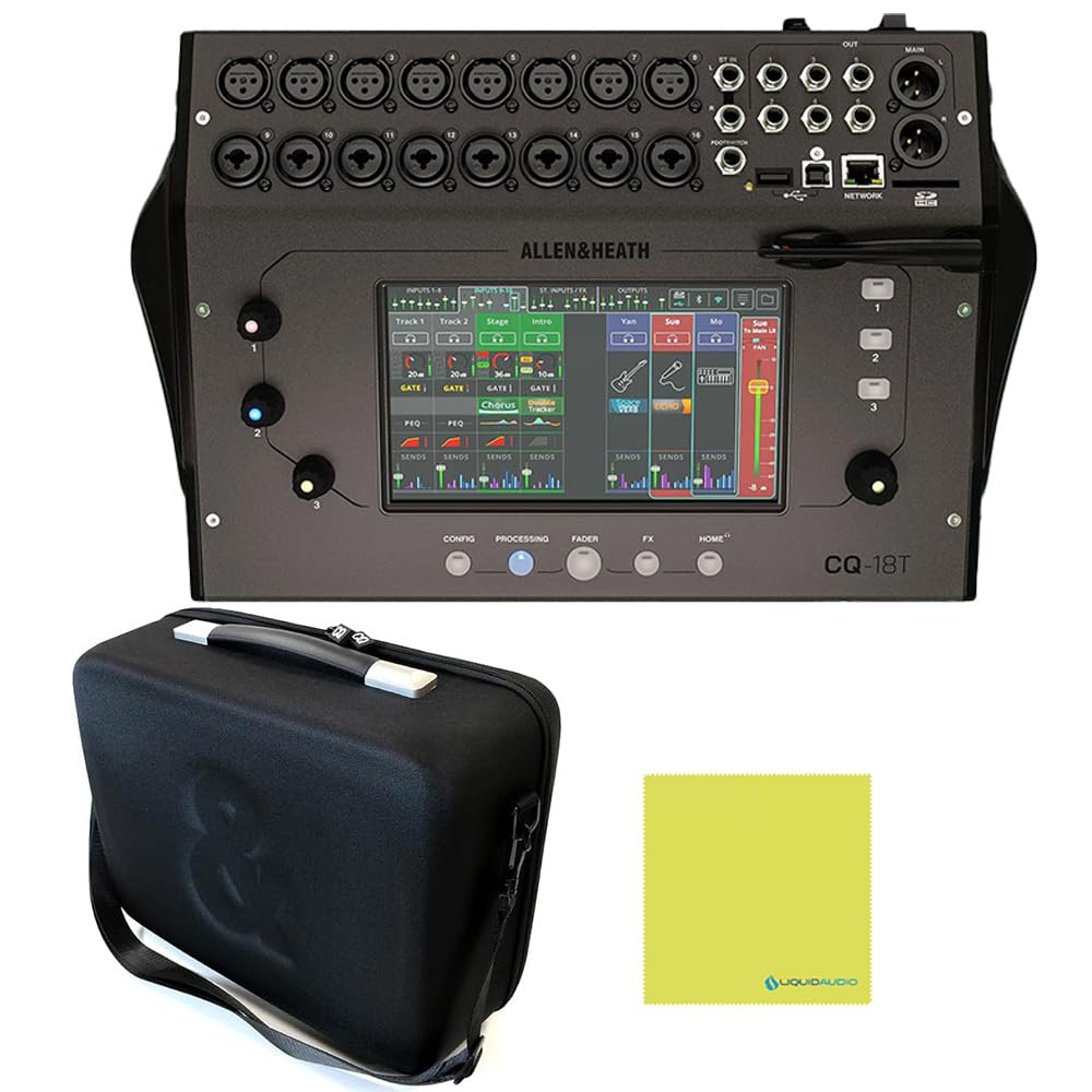 Allen & Heath CQ-18T Ultra-Compact 18in / 8out Digital Mixer with Wi-Fi Bundle with Allen & Heath CQ-18T Soft Case and Liquid Audio Polishing Cloth