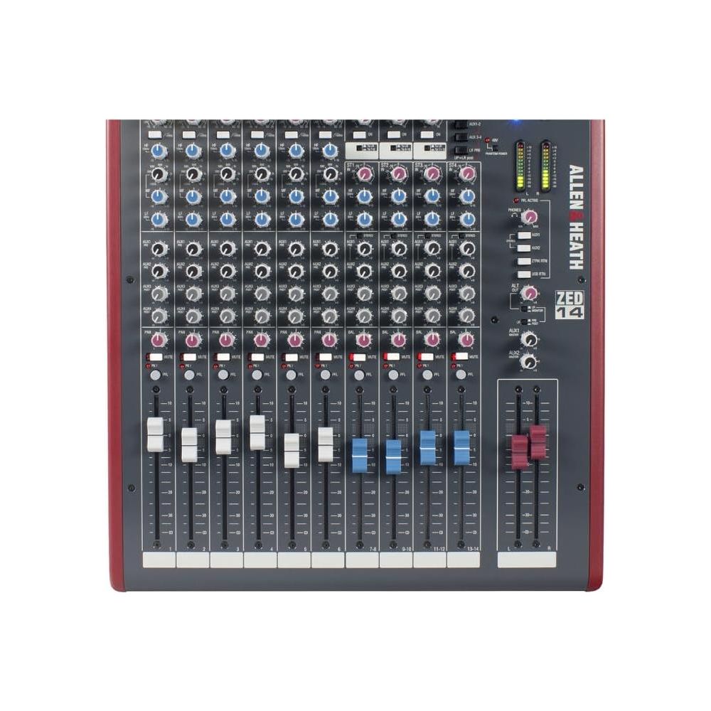 Allen & Heath AH-ZED14 Mid 2-Bus Live Sound Mixer with Stereo Interface Bundle w/Power Cable, USB Cable & Liquid Audio Polishing Cloth