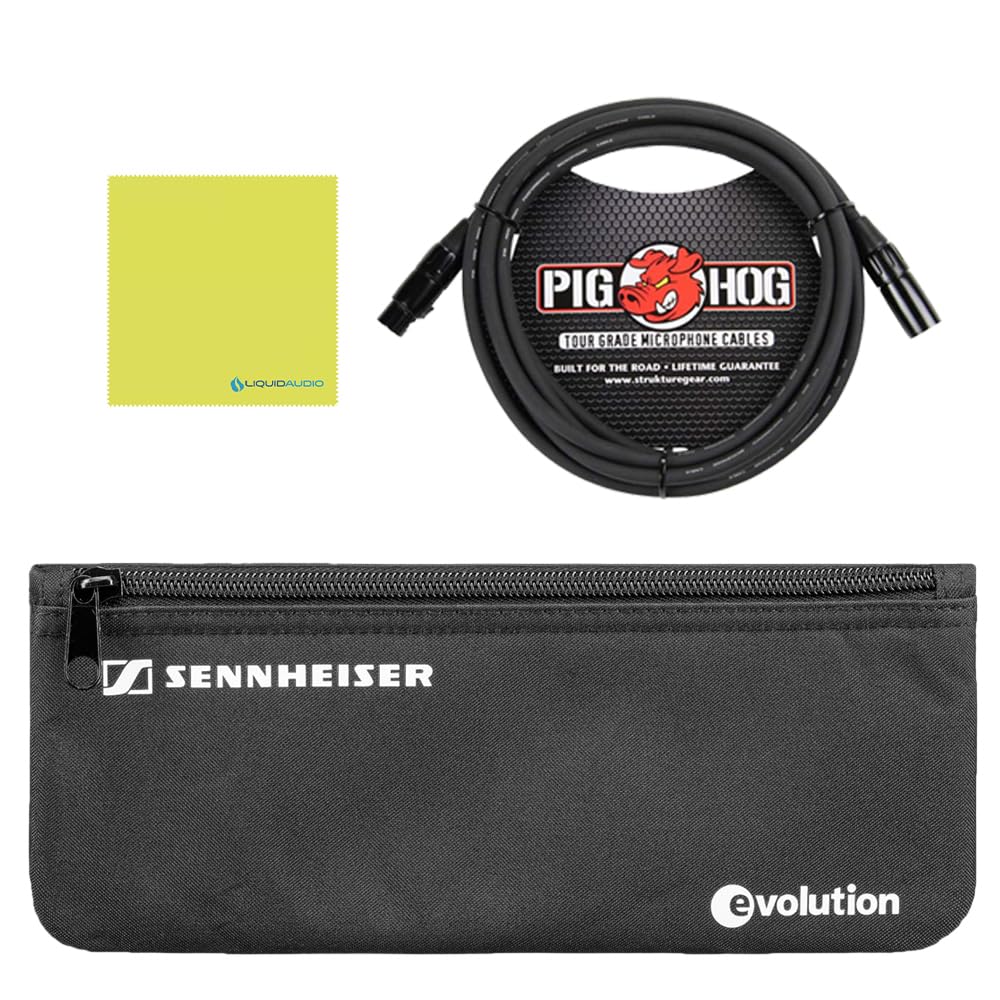 Liquid Audio - Sennheiser E 914 Small-diaphragm Condenser Microphone Bundle w/Pig Hog PHM10 8mm Mic Cable Polishing Cloth