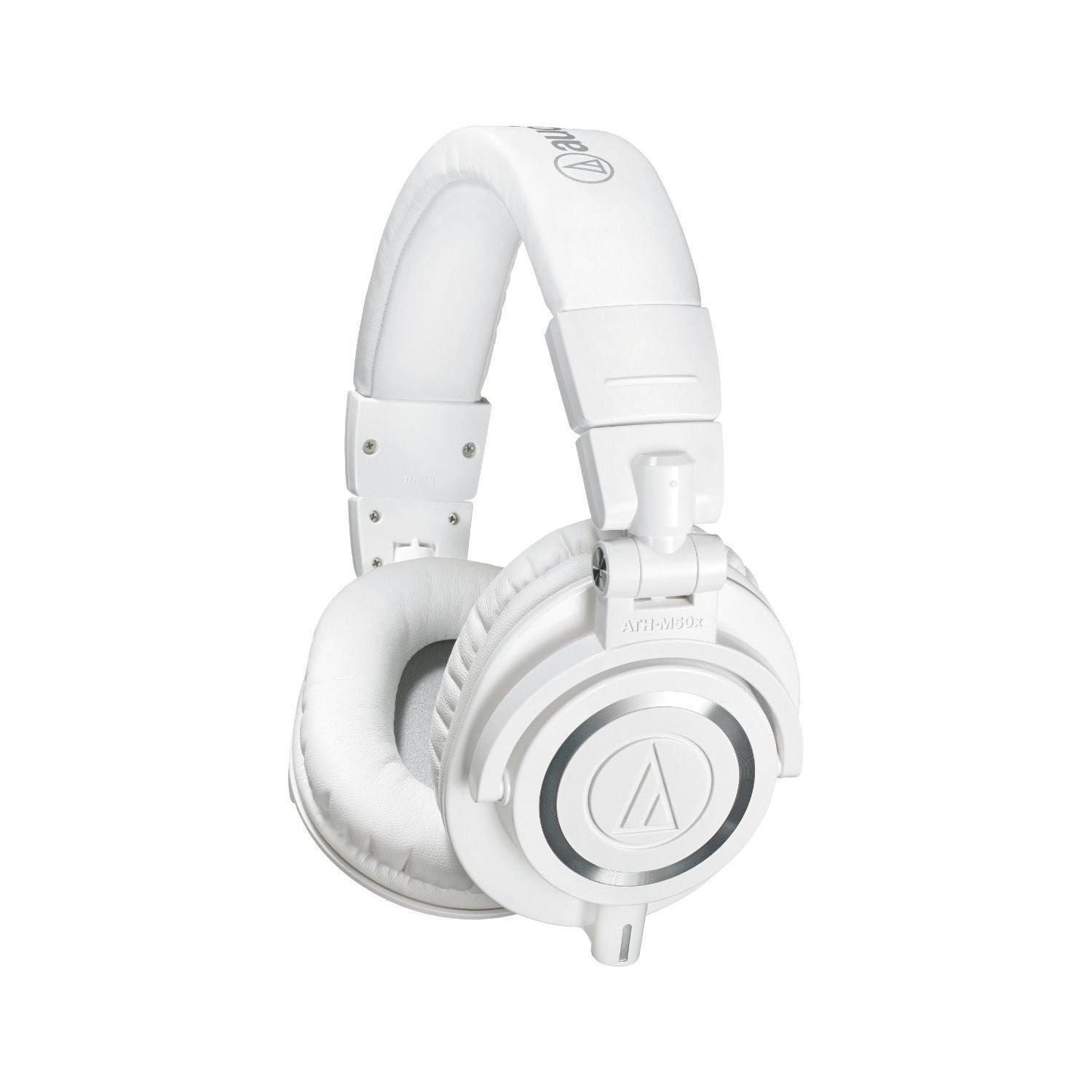 Audio Technica Professional Studio Monitor Headphones White Bundle w/Pig hog 25 Extension Cable & Liquid Audio Polishing Cloth with Detachable Cable