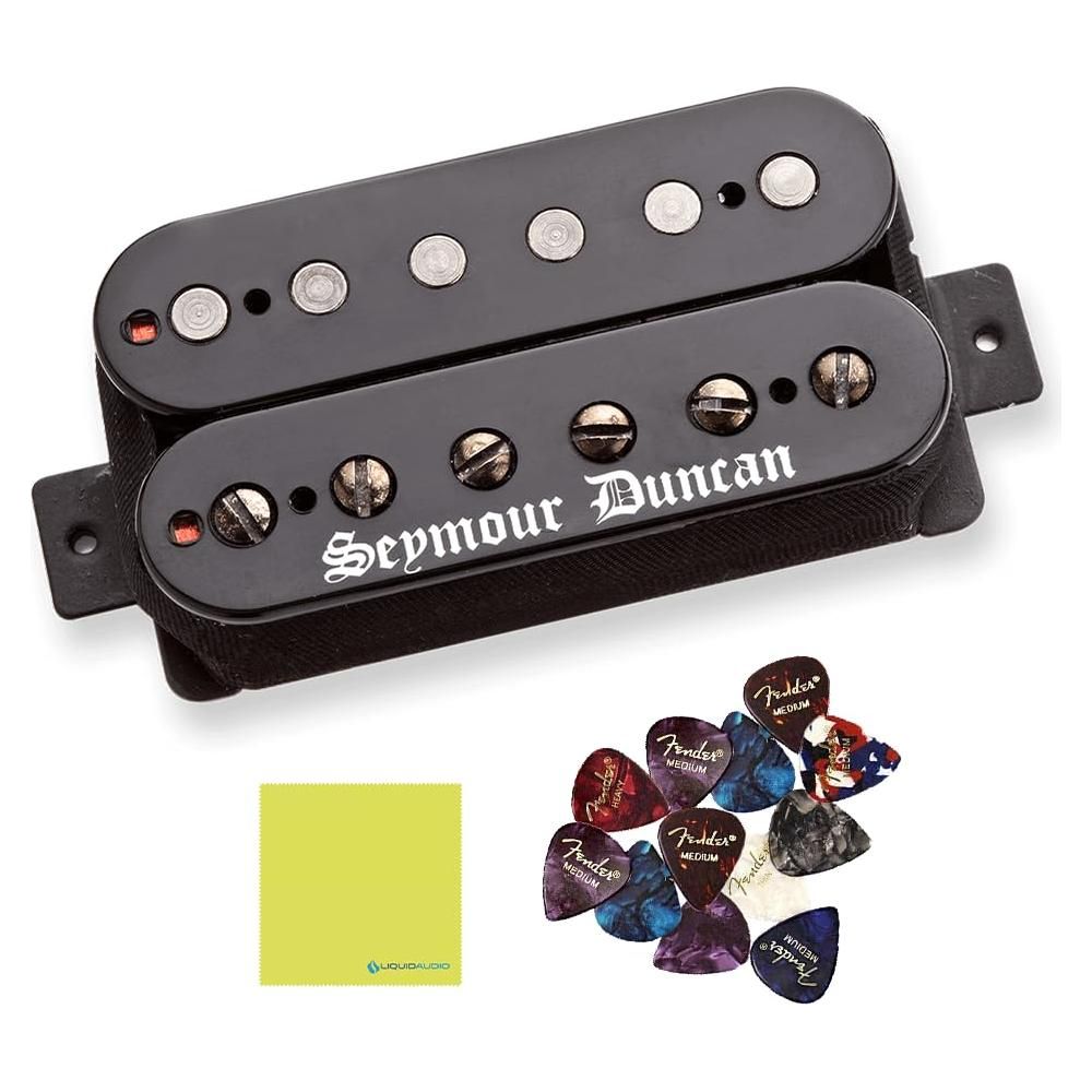 Seymour Duncan 11103-91-B Black Winter High Output Passive Trembucker for Metal Bundle w/12x Guitar Picks and Liquid Audio Polishing Cloth