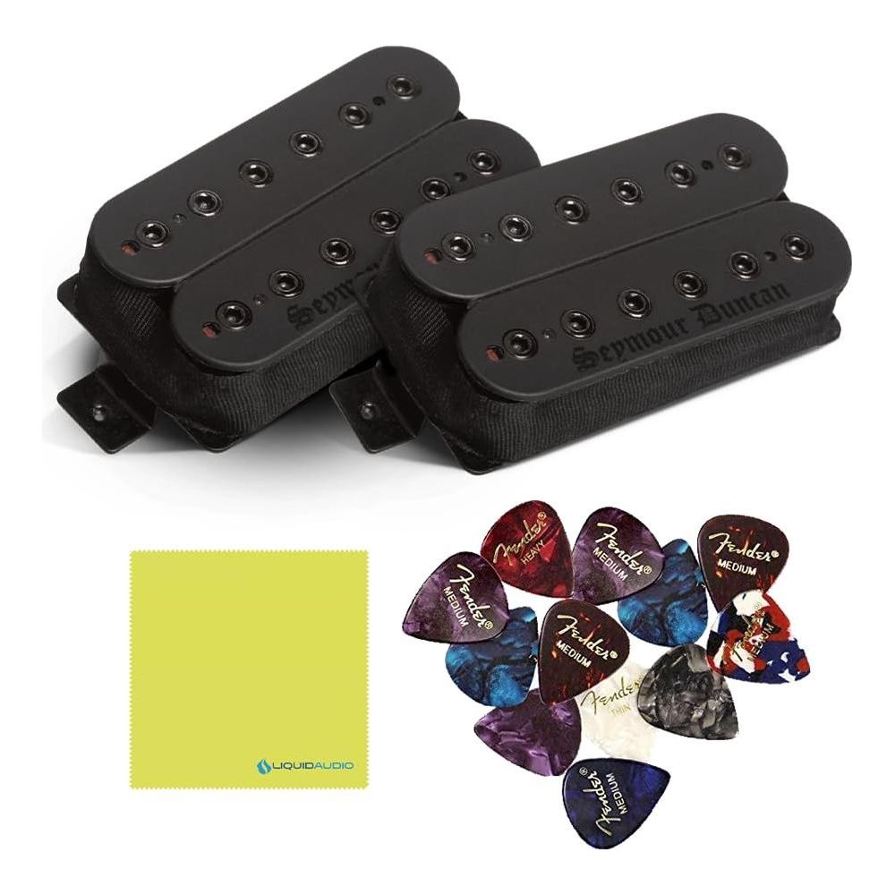 Seymour Duncan Blackened Black Winter 6-String Guitar Pickup Set Bundle w/ 12x Feder Guitar Picks, and Liquid Audio Polishing Cloth