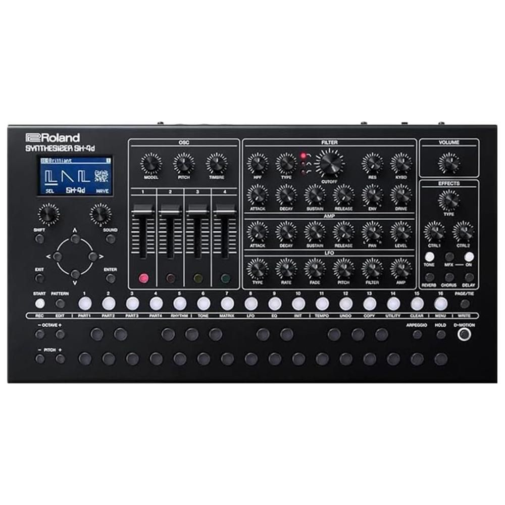 Roland SH-4D Desktop Synthesizer Bundle w/Roland RMIDI-B10 Black Series MIDI Cable and Liquid Audio Polishing Cloth