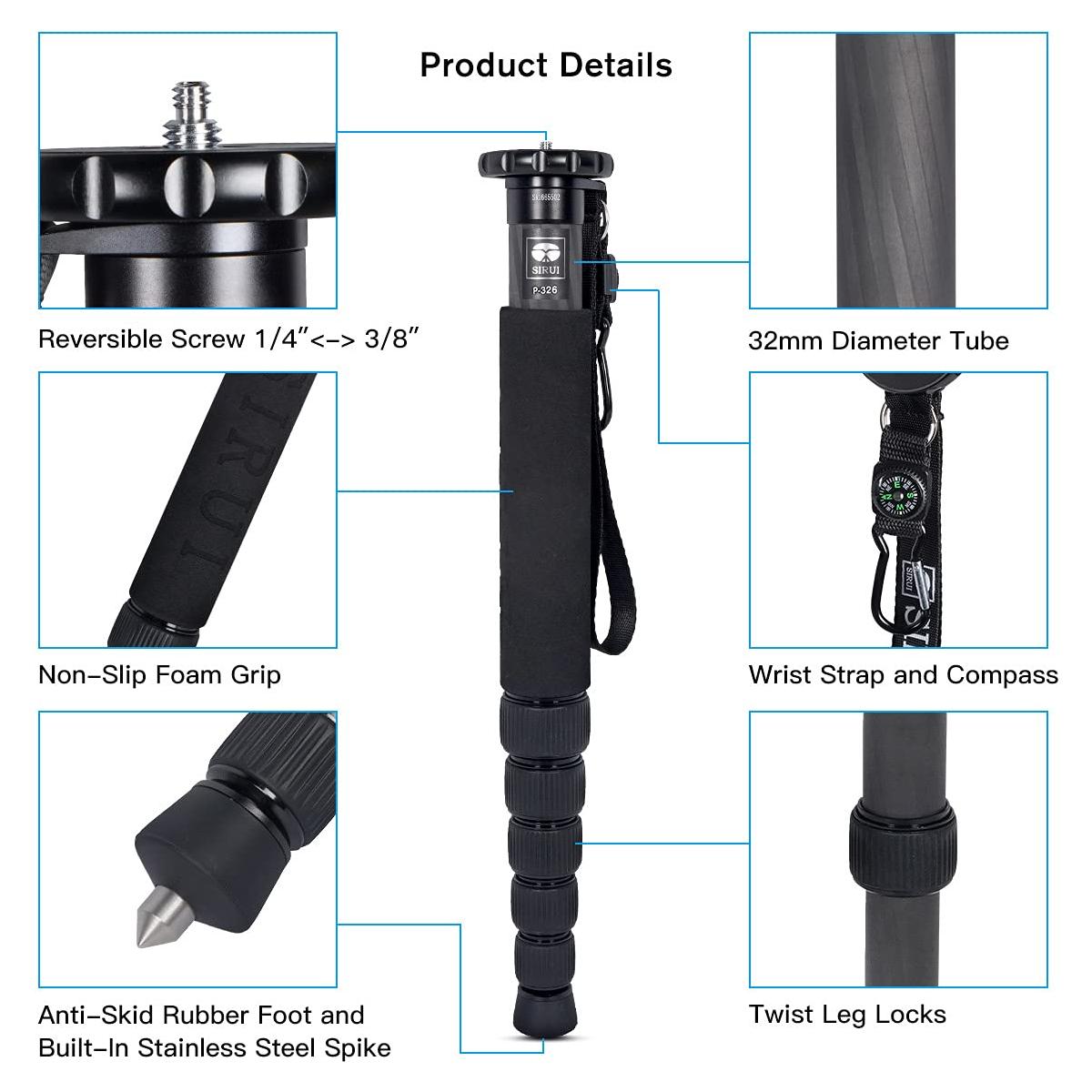 SIRUI P-326 6 Section Carbon Fiber Monopod