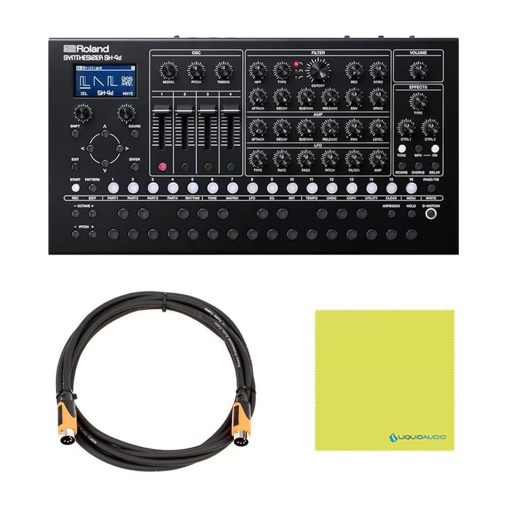 Roland SH-4D Desktop Synthesizer Bundle w/Roland RMIDI-B10 Black Series MIDI Cable and Liquid Audio Polishing Cloth