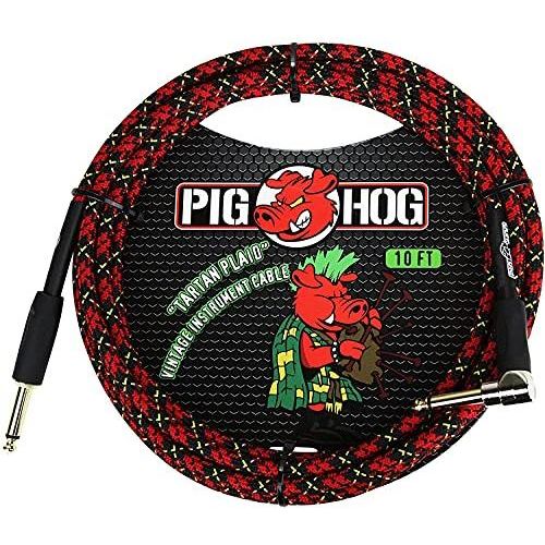 Pig Hog PCH10PLR 1/4" to 1/4" Right-Angle Tartain Plaid Guitar Instrument Cable, 10 Feet