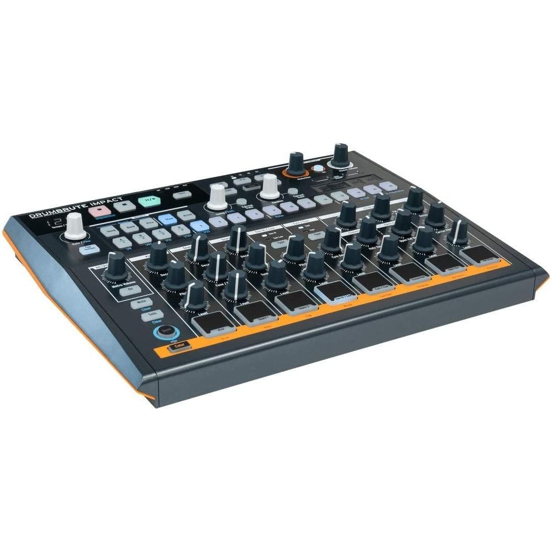 Arturia DrumBrute Impact Analog Drum Machine BUNDLE with 2x Pig Hog MIDI Cable 6ft, Power Supply, and Polishing Cloth