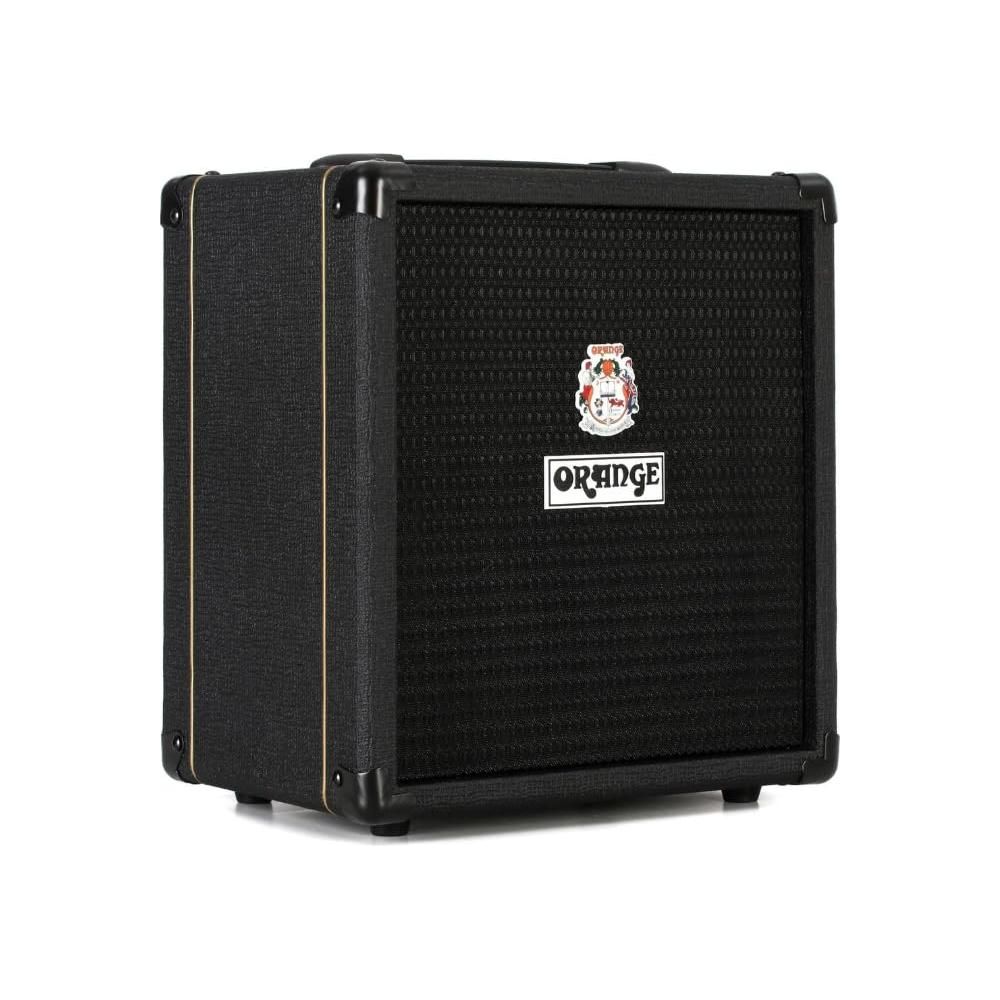 Orange Crush Bass 25 Black Guitar Combo Amp Bundle w/Pig Hog Black Woven Instrument Cable and Liquid Audio Polishing Cloth 1x8 25 Watts, 3 Band EQ & Integrated Chromatic Tuner