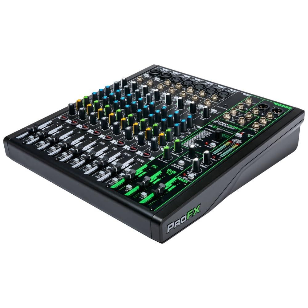 Mackie ProFX12v3 12-Channel Analog Mixer with USB Bundle w/ 2-Pack Pig Hog PHM15 Pig Hog 8mm Mic Cable, Power Cable and Liquid Audio Polishing Cloth