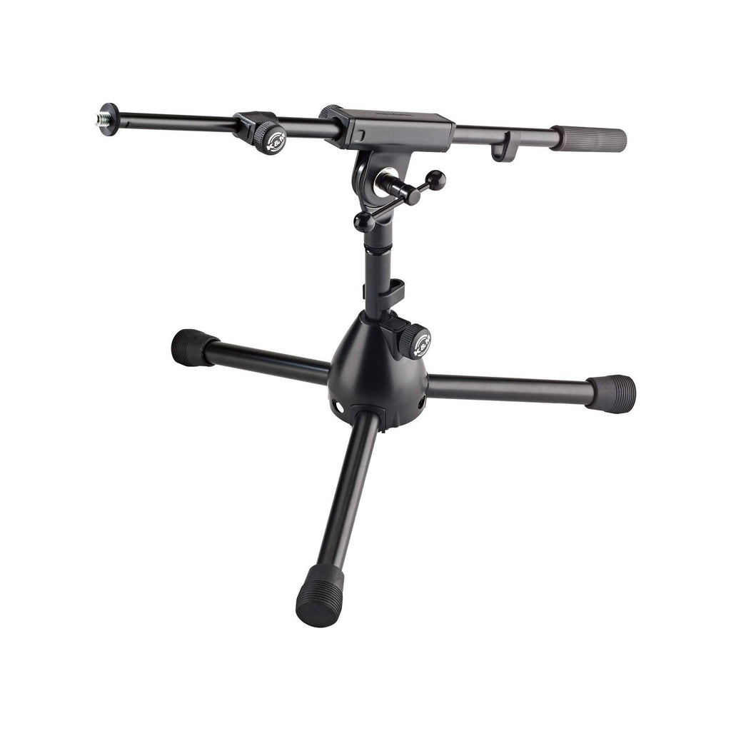 K&M - Konig & Meyer 25950.500.55 - Very Low Level Microphone Compact Stand - 2-piece Telescopic Boom Arm - Zinc Die-Cast Base - Professional Grade For All Musicians - German Made - Black