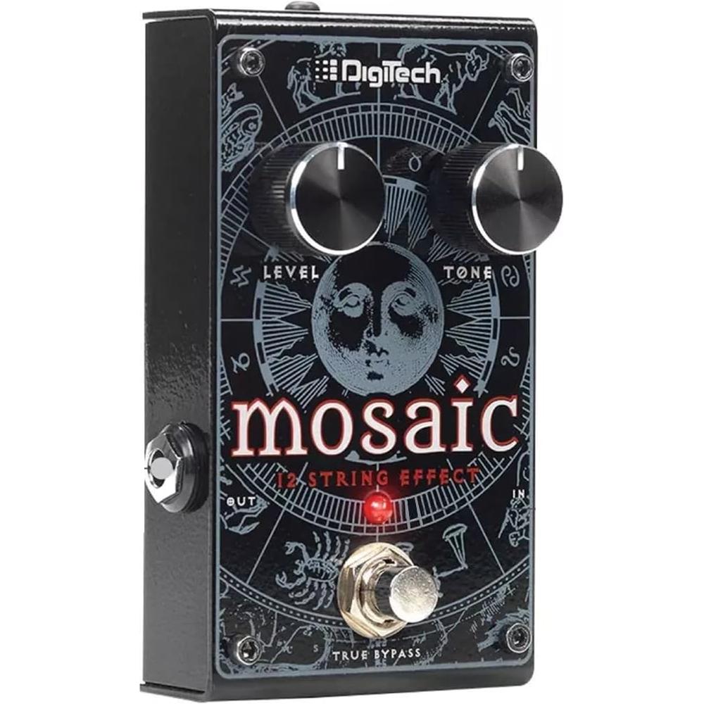 DigiTech Mosaic Polyphonic 12-string Effect Pedal Bundle w/ 2-Pack Strukture S6P48 Woven Right Angle Patch Cable, 12-Pack Guitar Pick and Liquid Audio Polishing Cloth