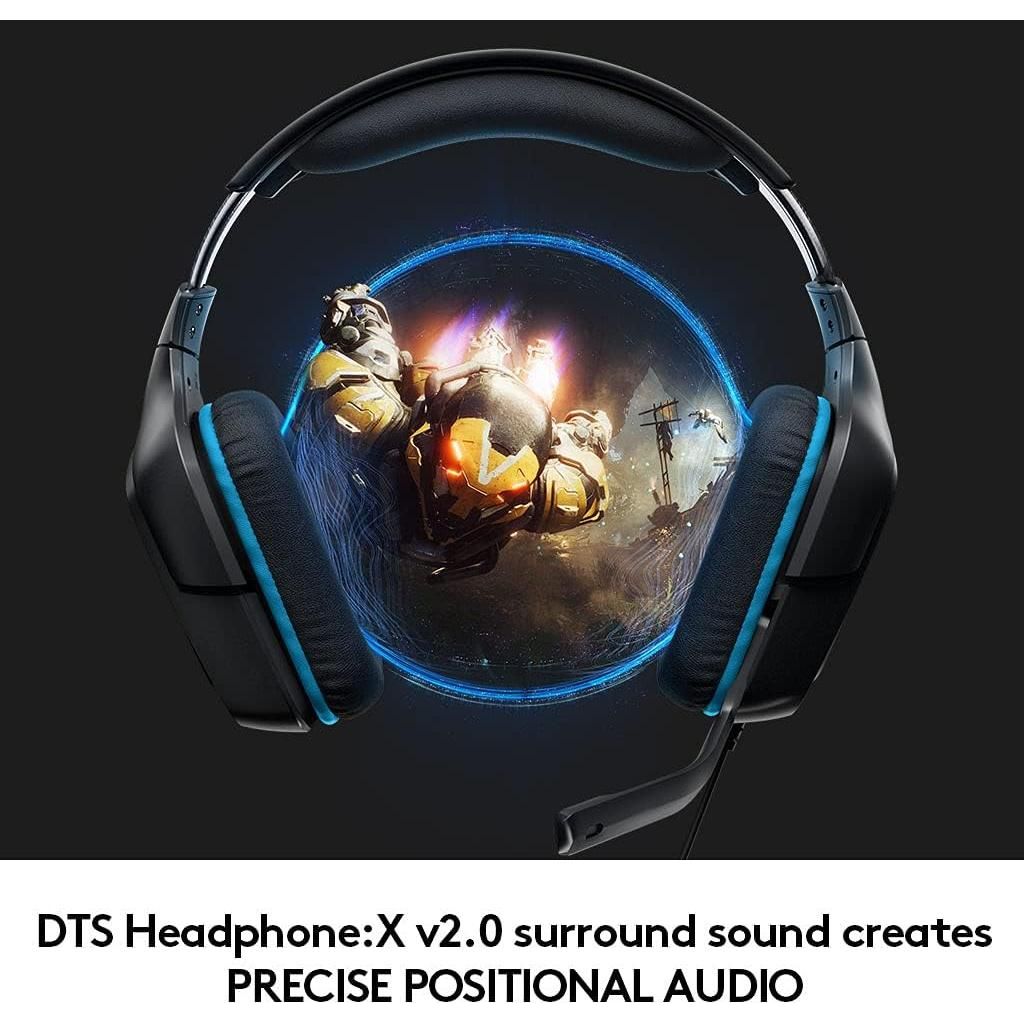 Logitech G432 Wired Gaming Headset, 7.1 Surround Sound, DTS HeadphoneX 2.0, Flip-to-Mute Mic, PC (Leatherette) BlackBlue, 7.2 x 3.2 x 6.8 inches