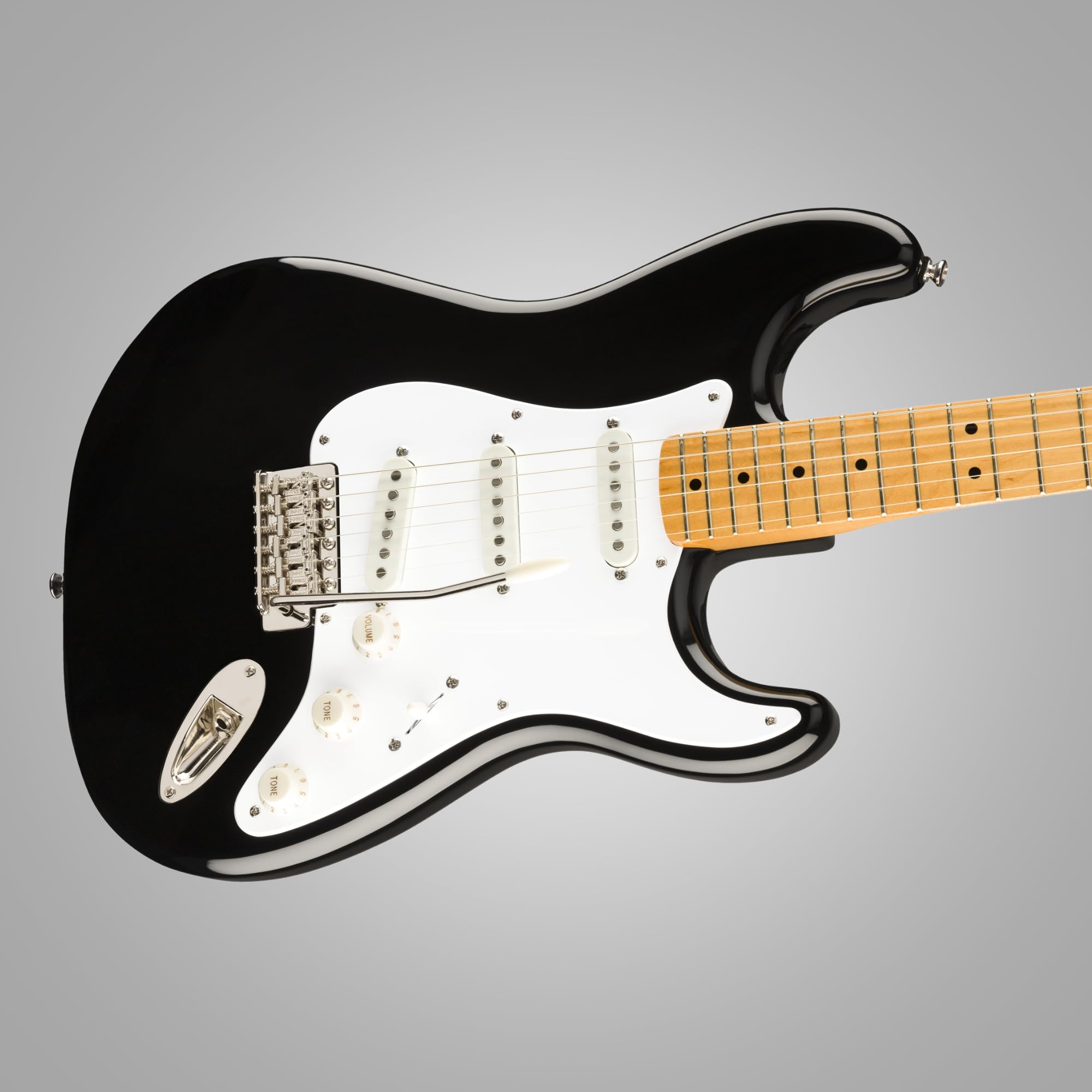 Squier Classic Vibe '50s Stratocaster, Maple Fingerboard, Black Blonde - 0374005506 Bundle w/ 12-Pack Guitar Pick and Liquid Audio Polishing Cloth