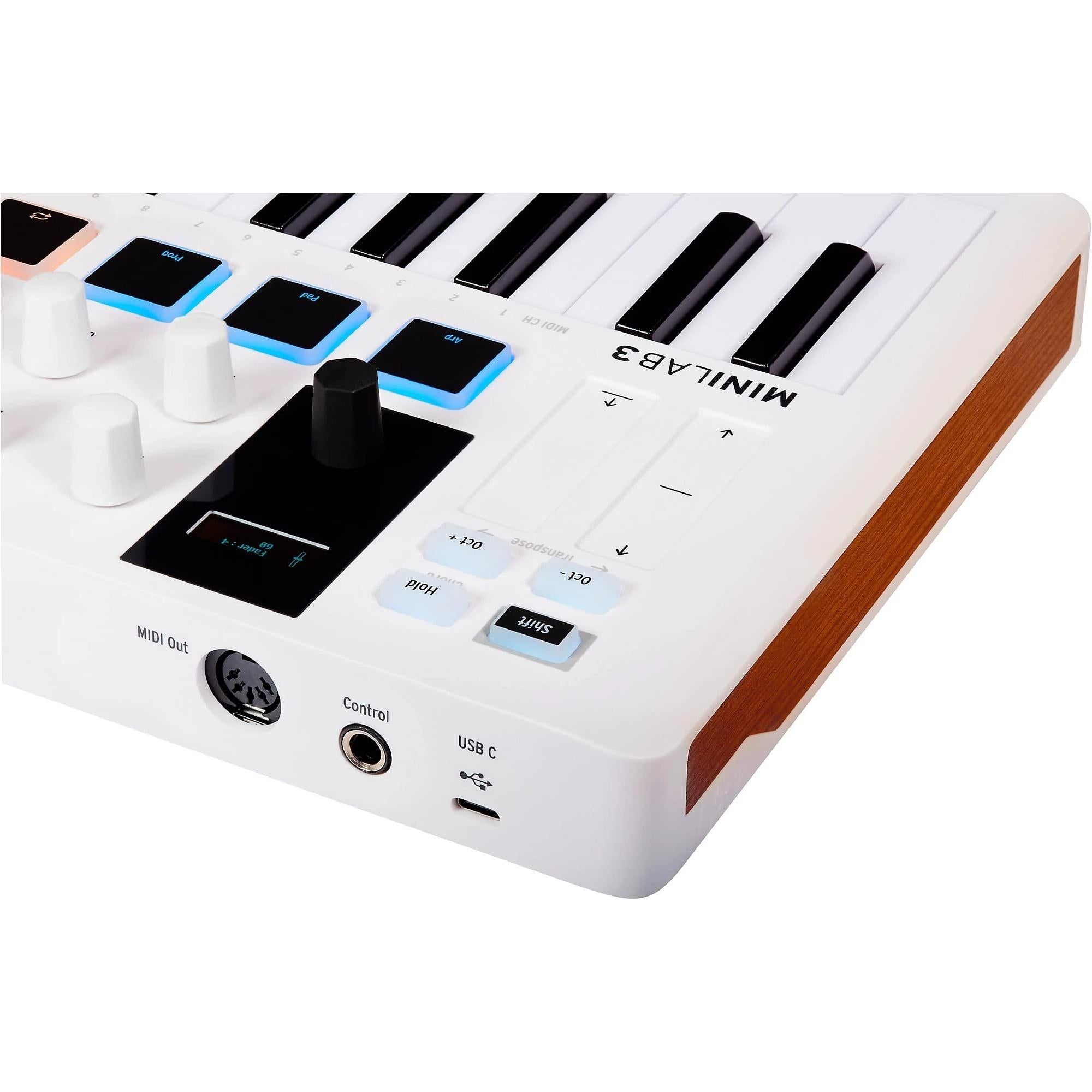 Arturia MiniLab 3 MIDI Keyboard Controller Bundle with Samson Headphones SR350 Over Ear, USB Cable & Polishing Cloth