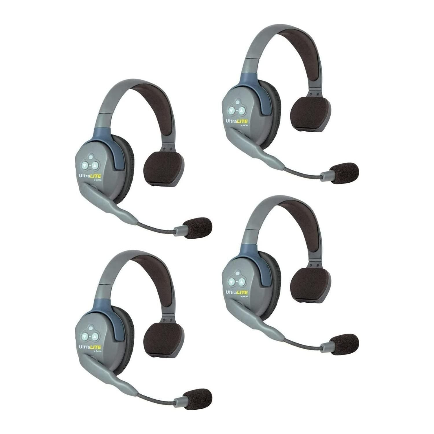 Eartec UL4S UltraLITE Full Duplex Wireless Headset Communication for 4 Users - 4 Single Ear Headsets