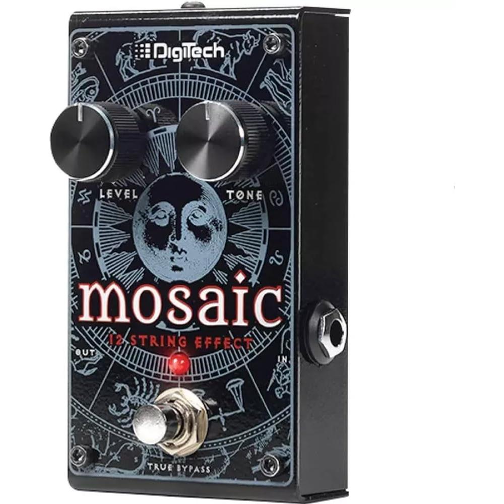 DigiTech Mosaic Polyphonic 12-string Effect Pedal Bundle w/ 2-Pack Strukture S6P48 Woven Right Angle Patch Cable, 12-Pack Guitar Pick and Liquid Audio Polishing Cloth