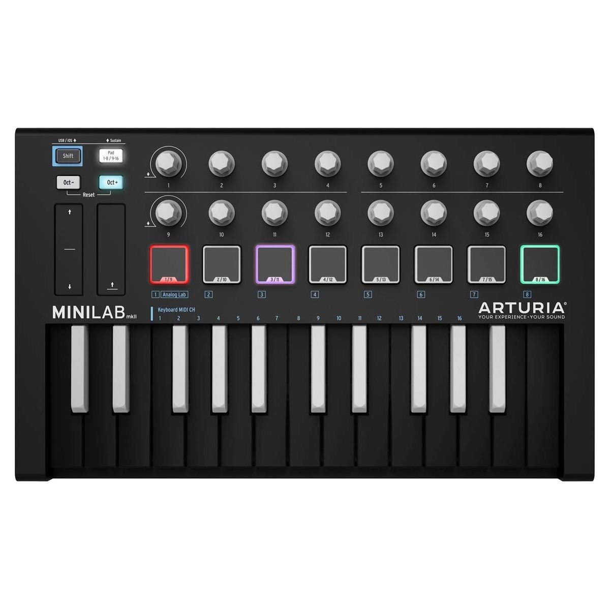 Arturia MiniLab MKII MIDI Keyboard Bundled with Arturia Minifuse 2 USB Audio Interface, 2 USB Cables & Polishing Cloth- MIDI Interface Music Recording Equipment, Software Included (BLACK MIDI)