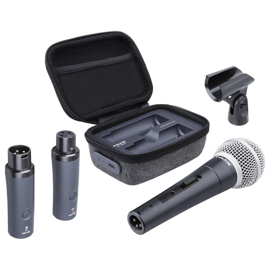 NUX B-3RC Microphone Wireless System with Charging Case, Microphone Bundle, 2.4GHz 24-bit/44.1kHz Audio Quality,