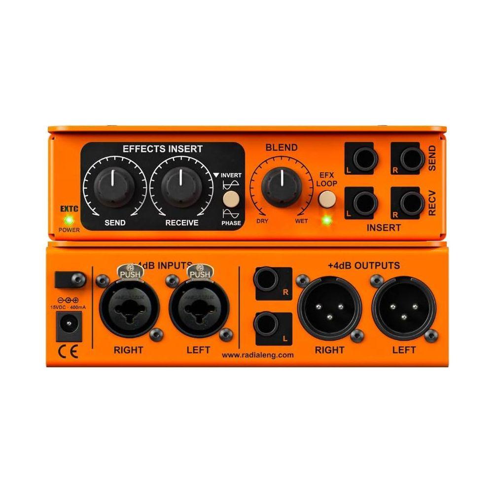 Radial Engineering EXTC-Stereo Guitar Effects Interface & Reamper Bundle w/ 2-Pack Pig Hog 10' Orange Cream 2.0 Instrument Cable, Power Adapter and Liquid Audio Polishing Cloth