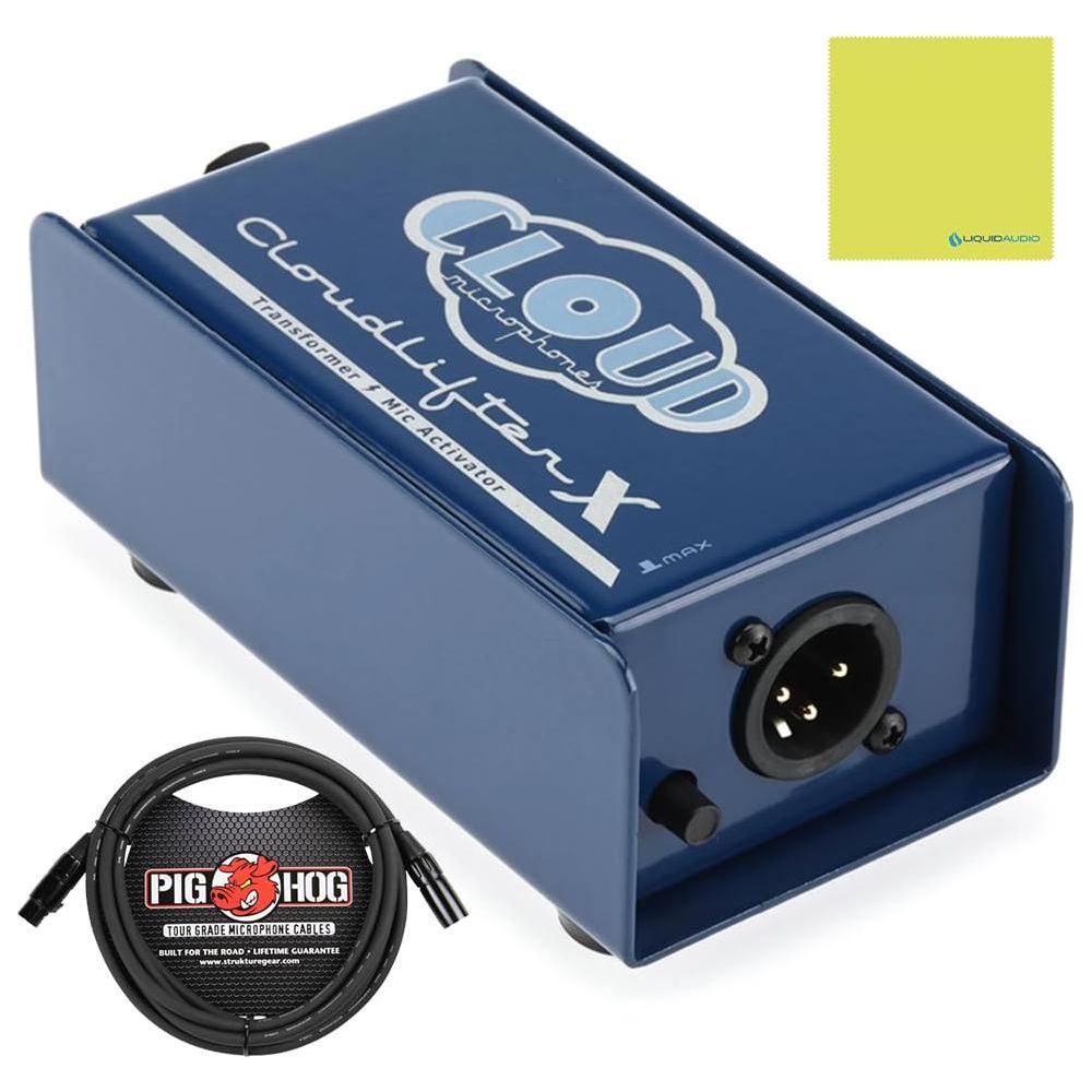 Cloud Cloudlifter CL-X Microphone Preamplifier Bundle w/Pig Hog 10 XLR 8MM Mic Cable & Liquid Audio Polishing Cloth