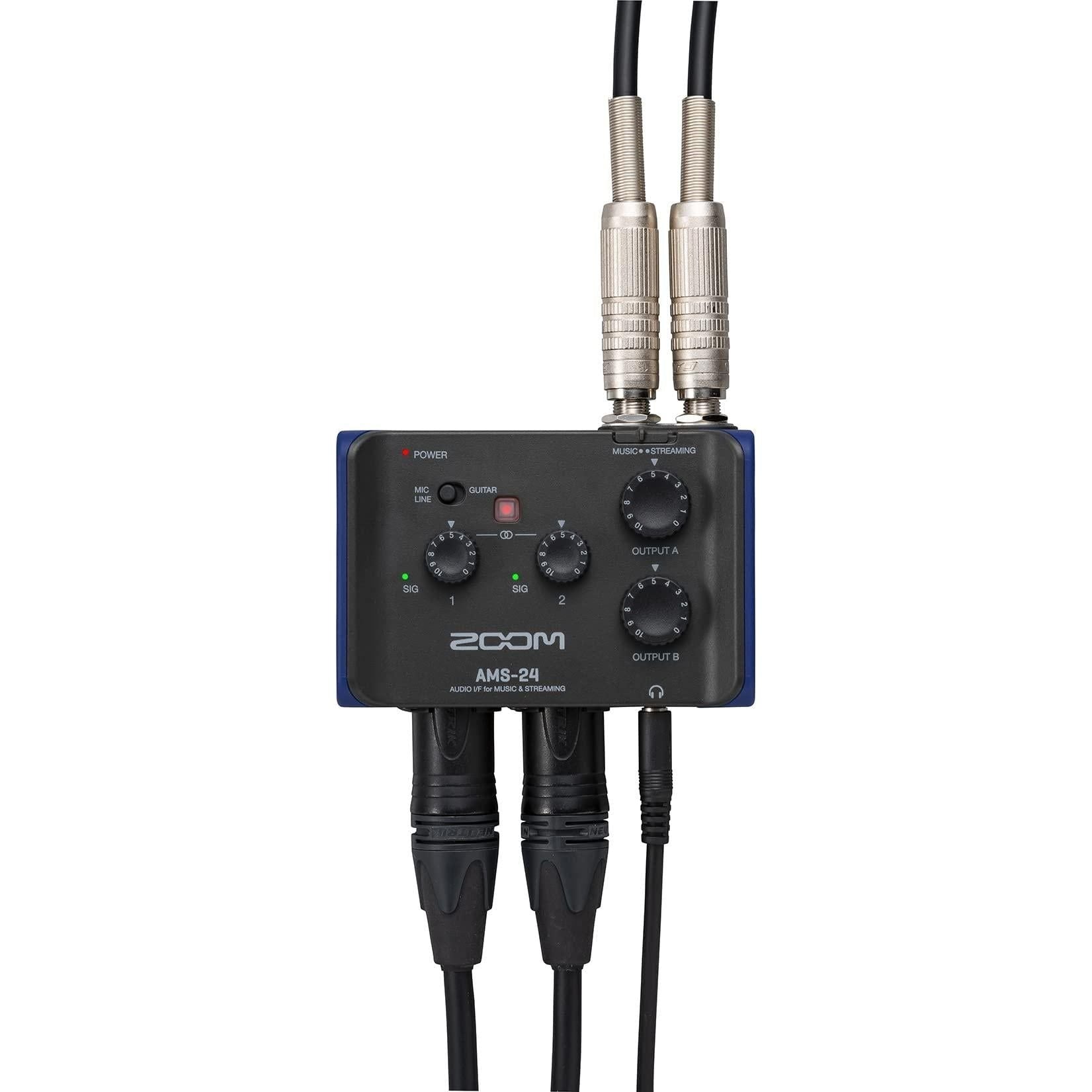 Zoom AMS-24 USB Audio Interface, 2 Inputs, 4 Outputs, Loopback, Direct Monitoring, Bus-Powered, for Recording and Streaming on PC, Mac, iOS, and Android